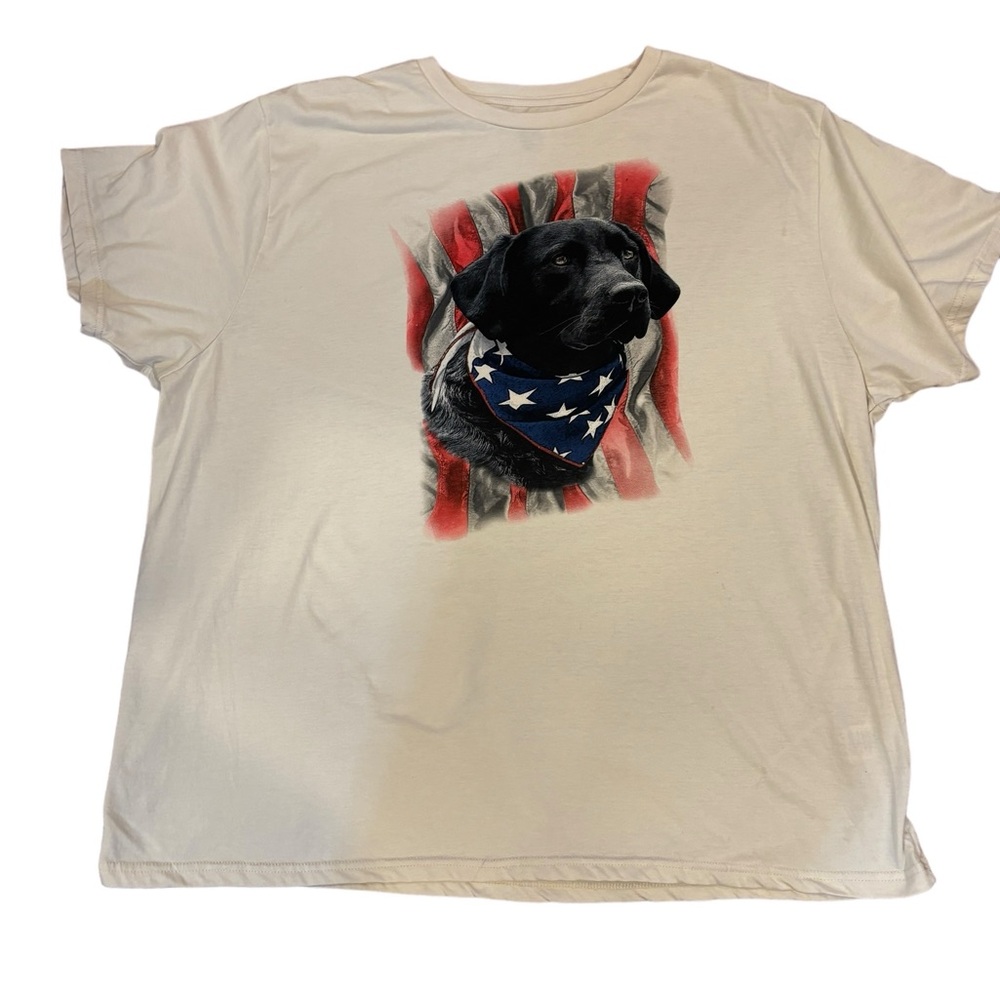 Way to Celebrate! Patriotic Men’s Off-White Dog‎ Tee-Shirt Size 3XL (54-56)